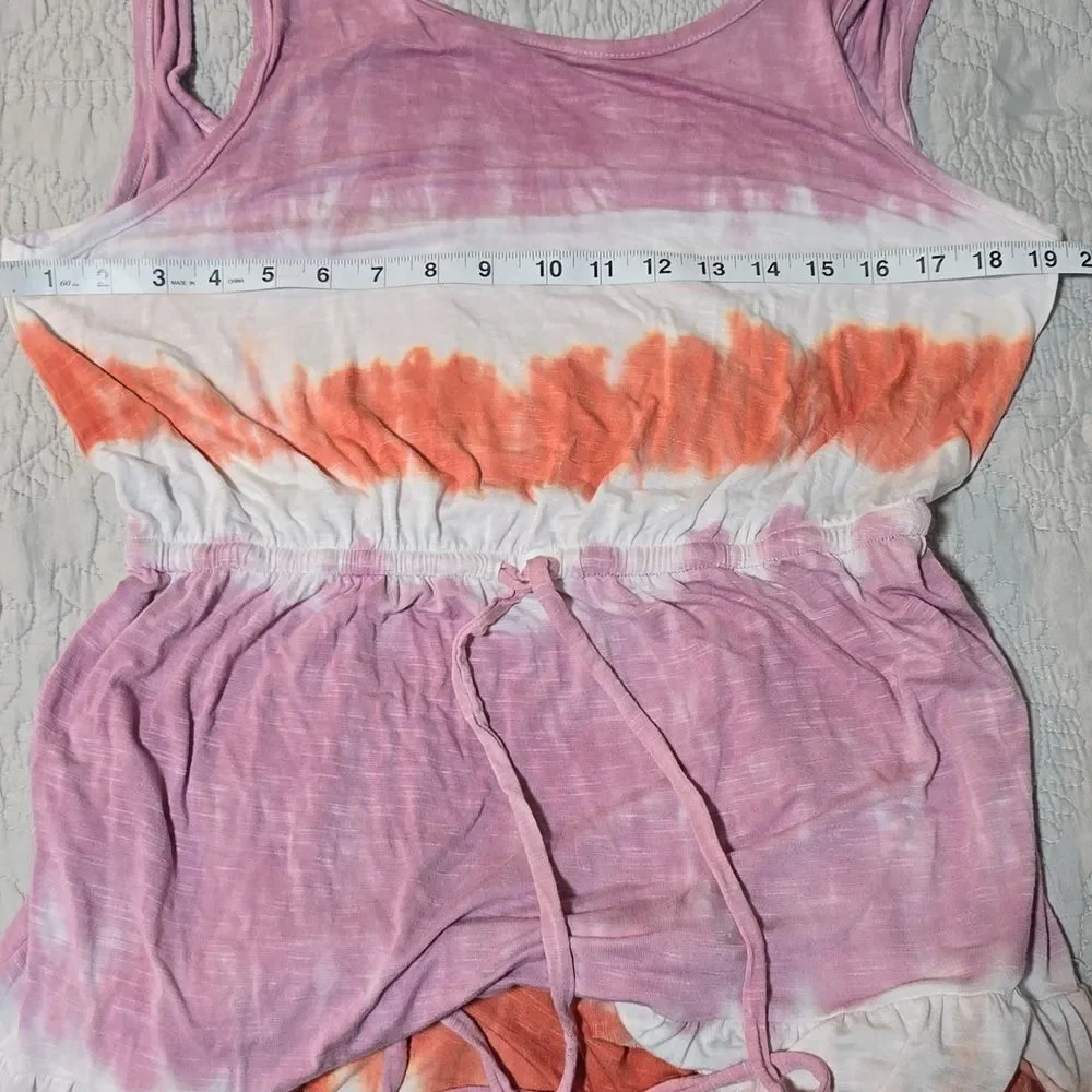 Knox Rose Low Back Scoop Neck Tie Dye Maxi‎ Dress White Pink Orange Medium